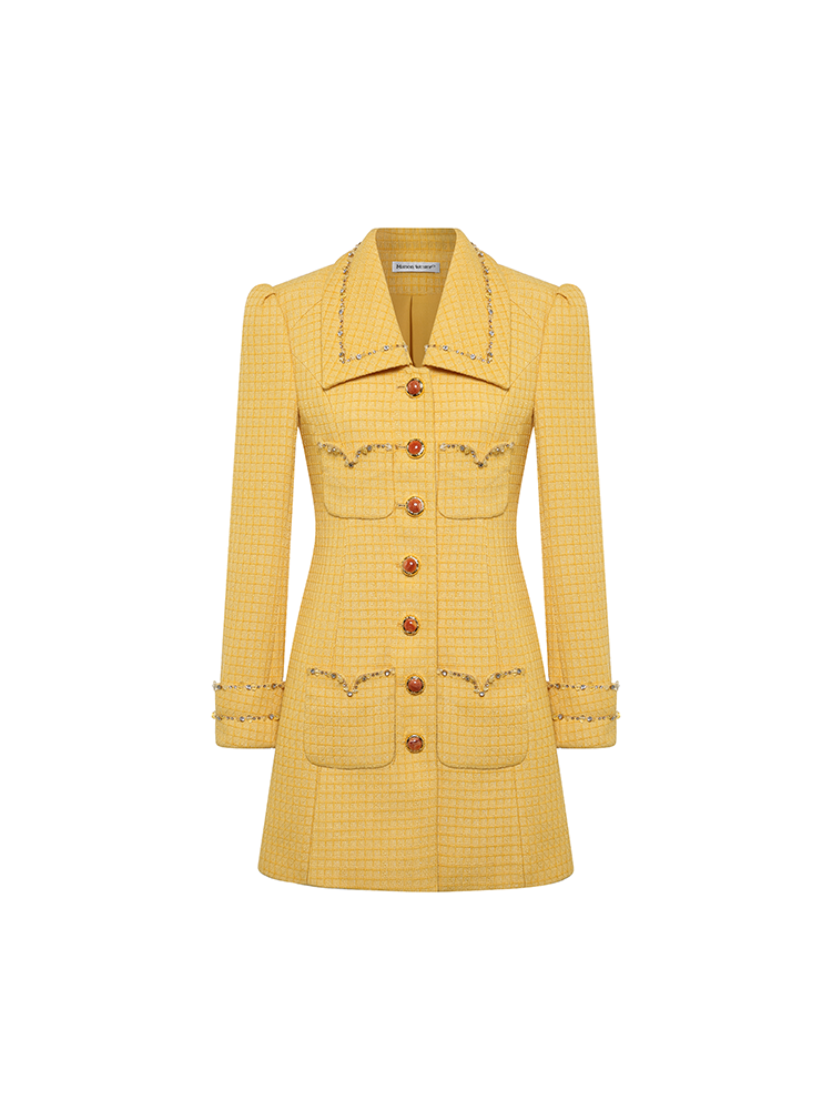 Textured Tweed Yellow Dress – Maison Wester Textured Tweed Yellow Dress – Maison Wester