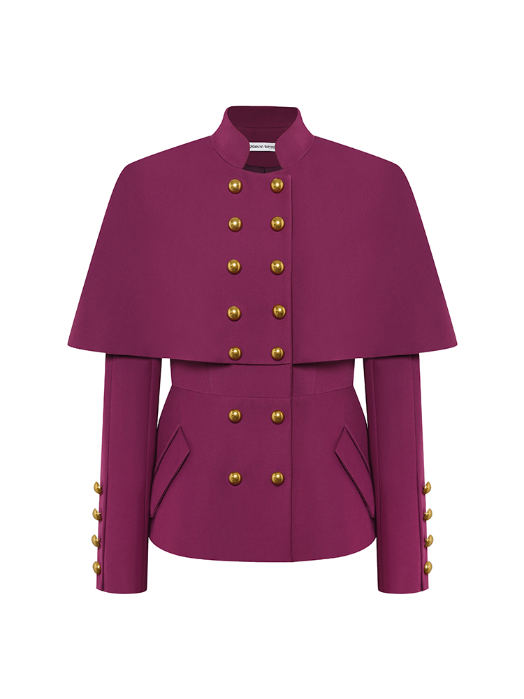 Garnet Purple Double Breasted Short Jacket