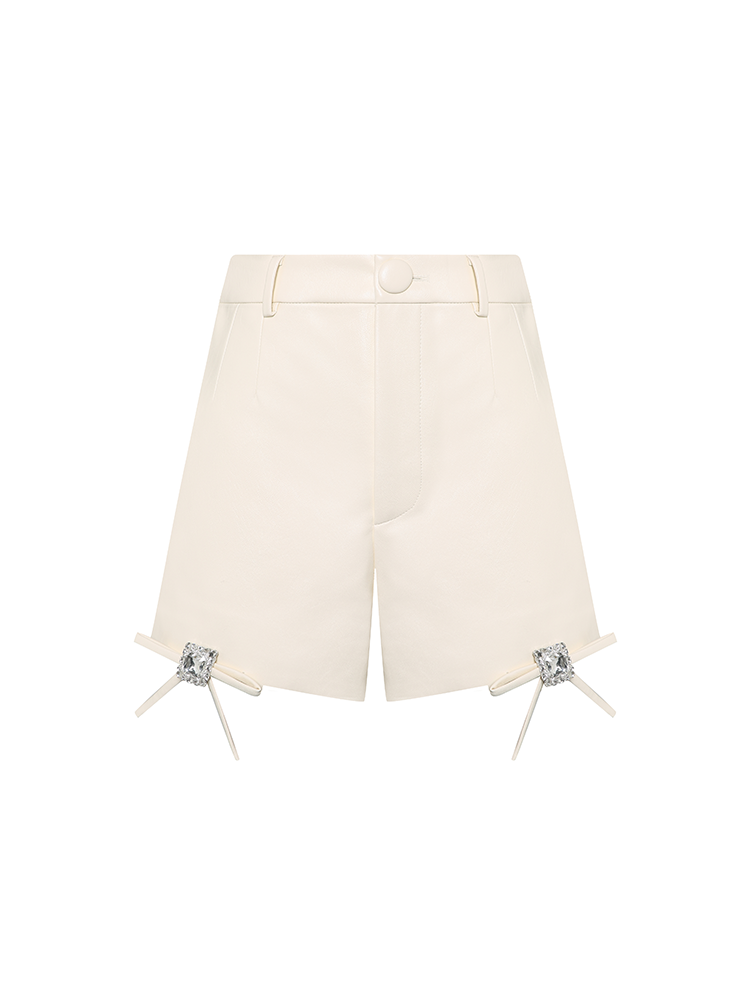 Faux Leather Bow Shorts