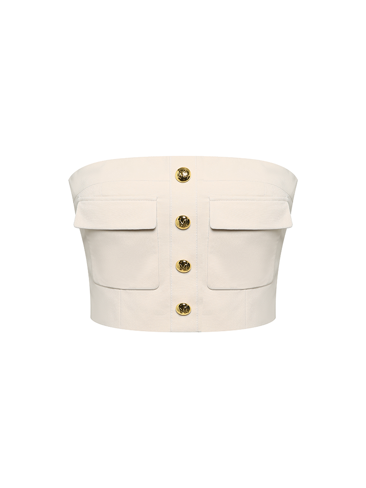 Gold Button Off Shoulder Top