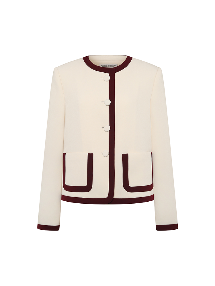 White and Red Contrast Color Blazer