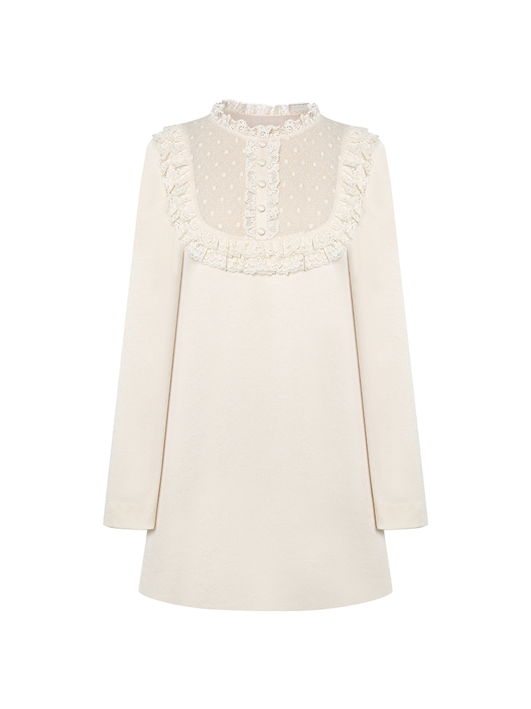 Polka Dot Lace Paneled Dress