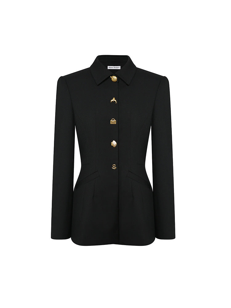 Black Blazer With Gold Buttons