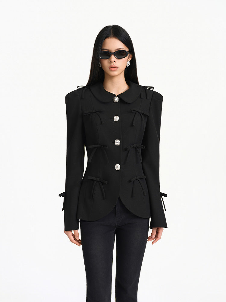 Blazer with Peter Pan Collar and Bow