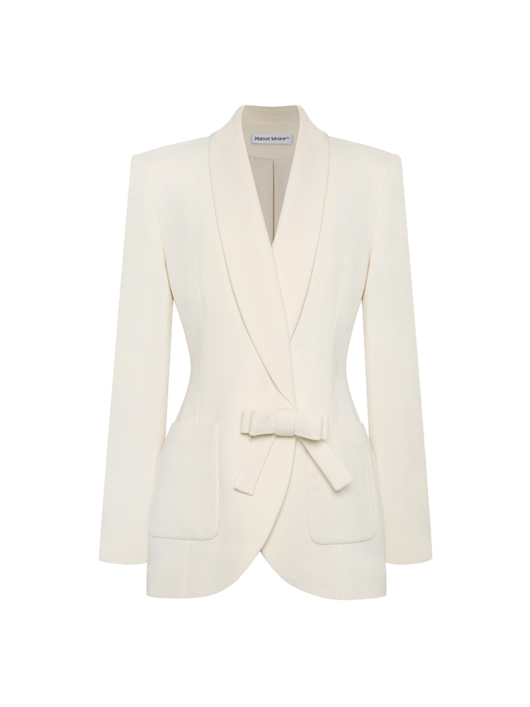 Bow Embellished Lapel Blazer