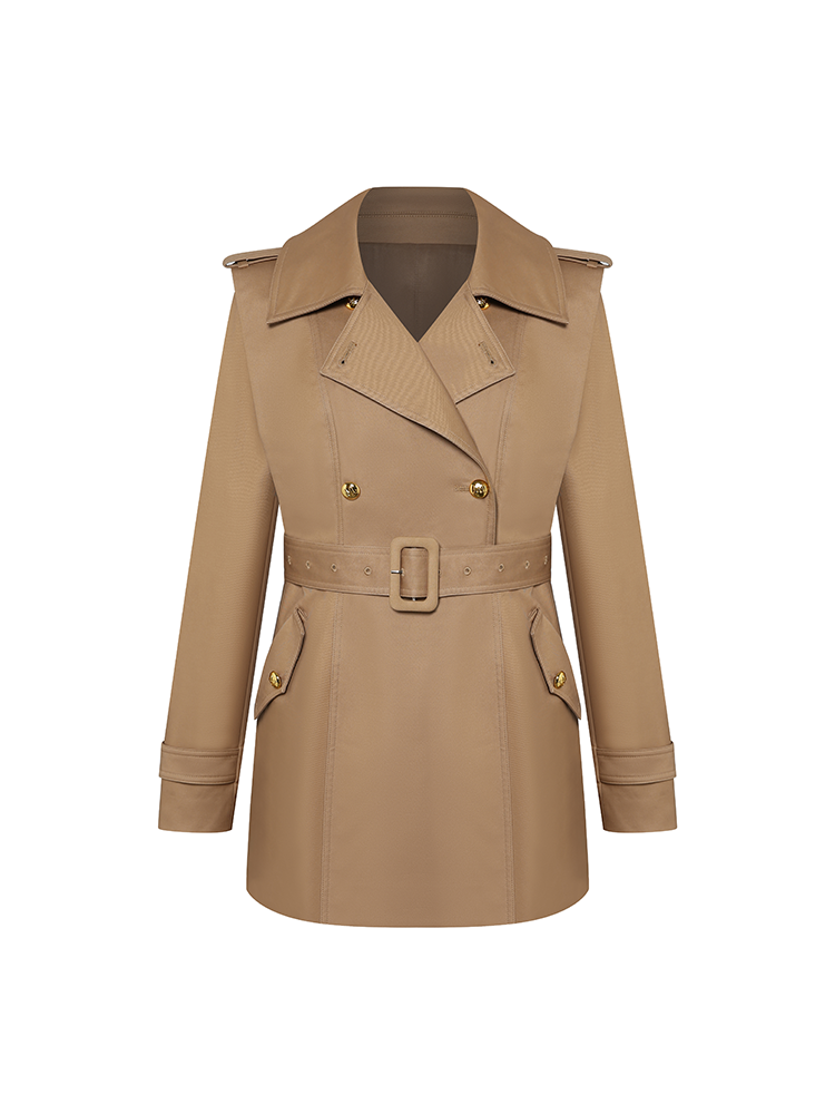 Raglan Sleeve Utility Trench Coat with Waist Belt