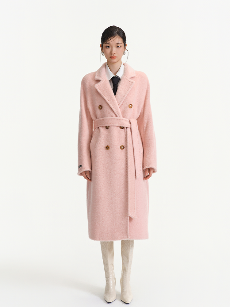 Light Pink Lapel Long Style Woo Blend Coat