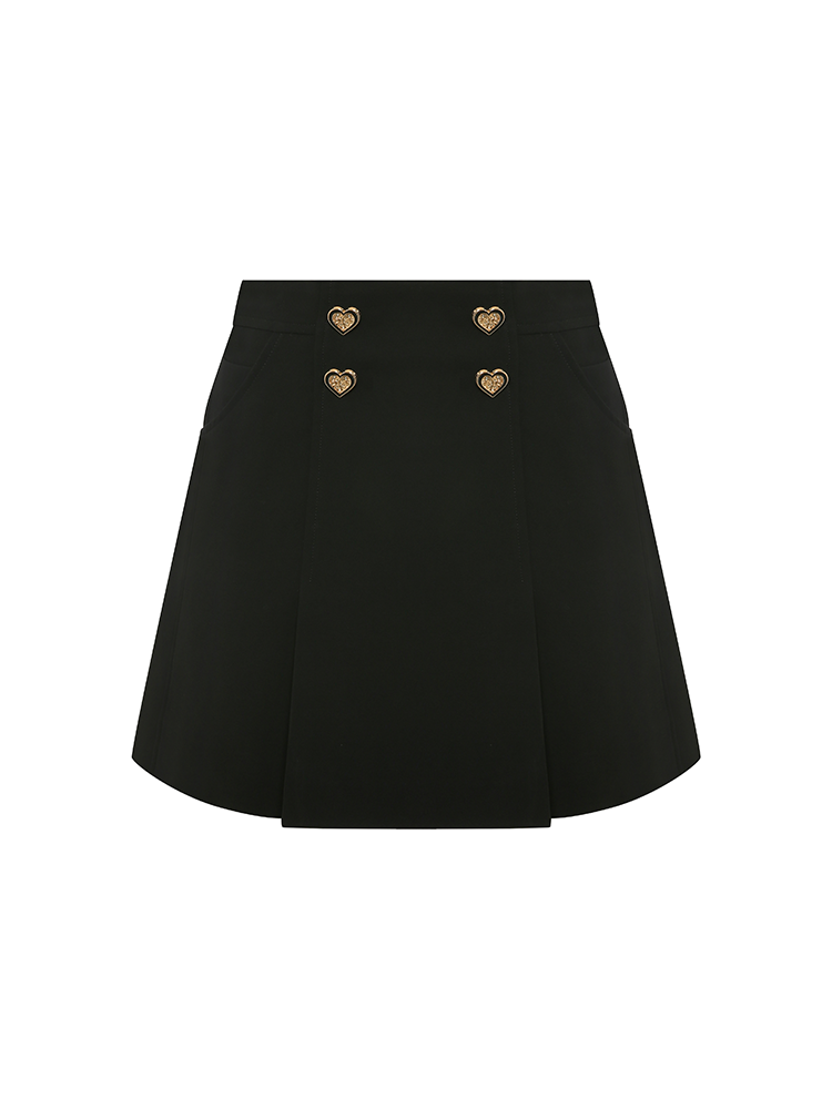 Black And Gold Heart Shaped Midi Skirt
