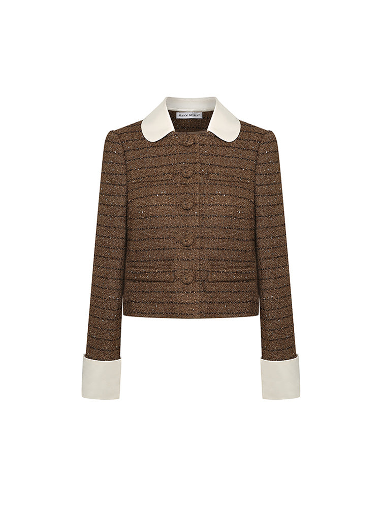 Sequined Tweed Lapel Jacket