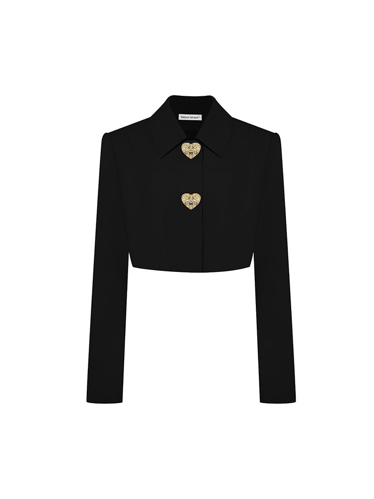 Short Blazer Coat With Heart Gold Buttons