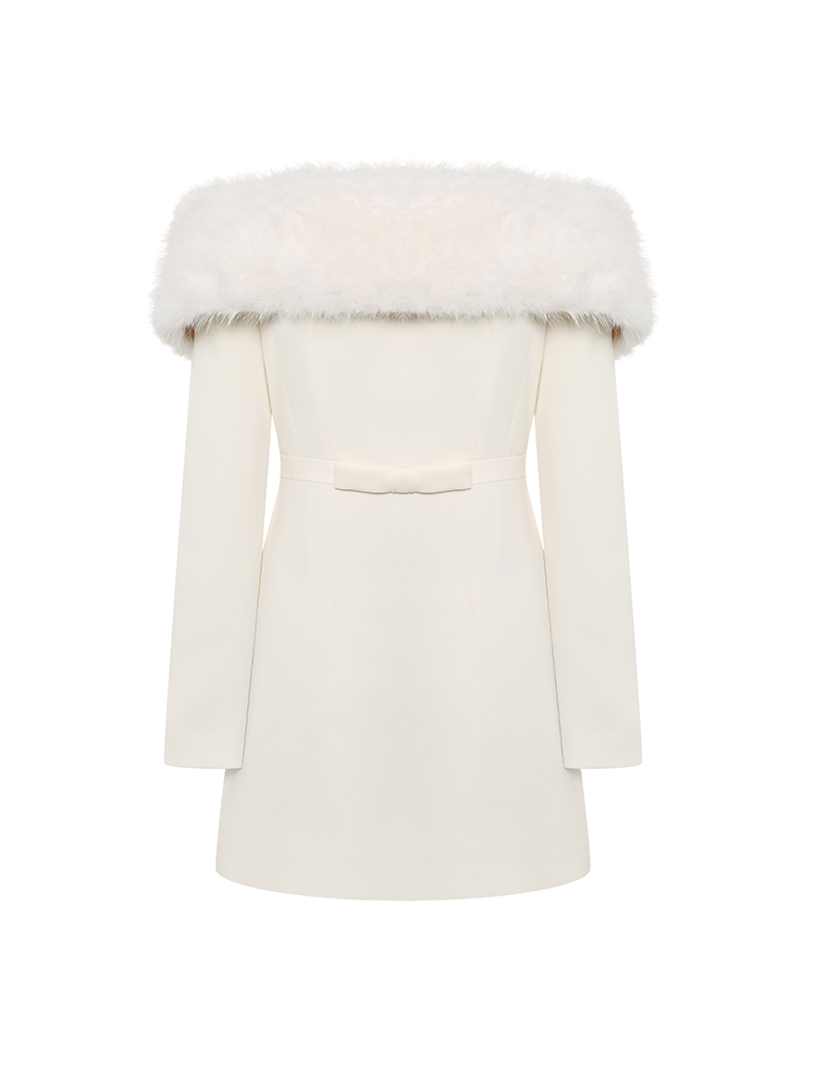 Off-White Fluffy One-Shoulder Dress