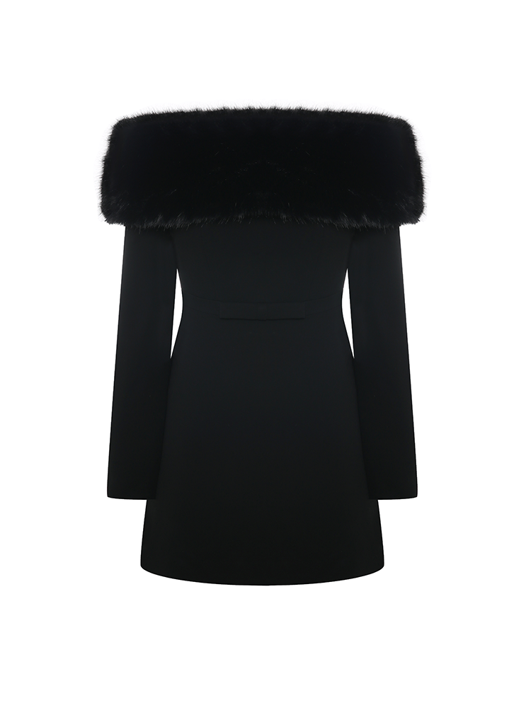 Off-White Fluffy One-Shoulder Dress