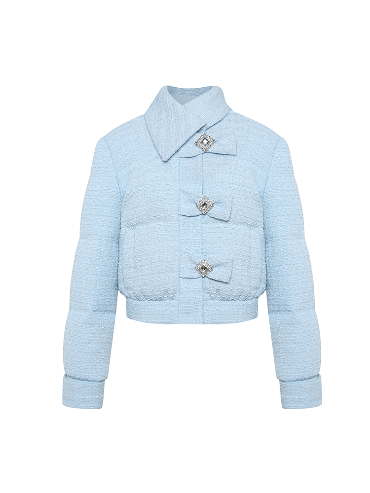 Blue Bow Diamond Buckle Down Jacket