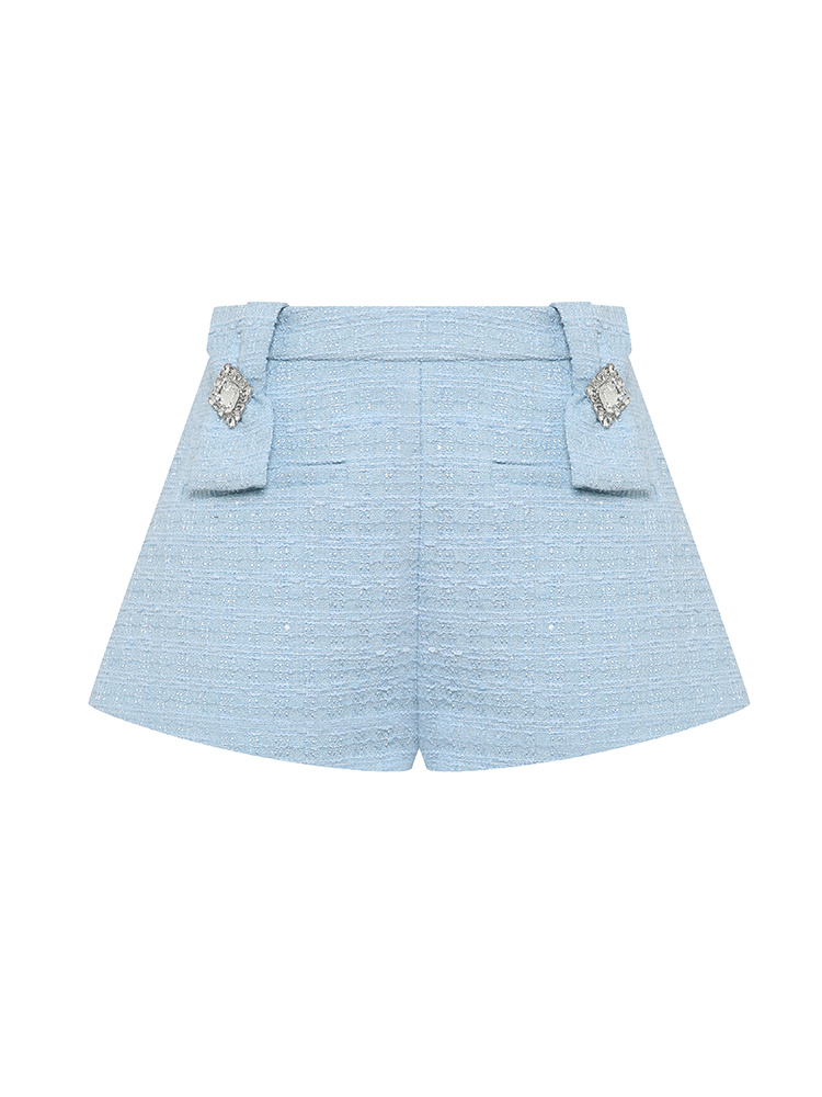 Blue Bow Diamond Buckle Shorts