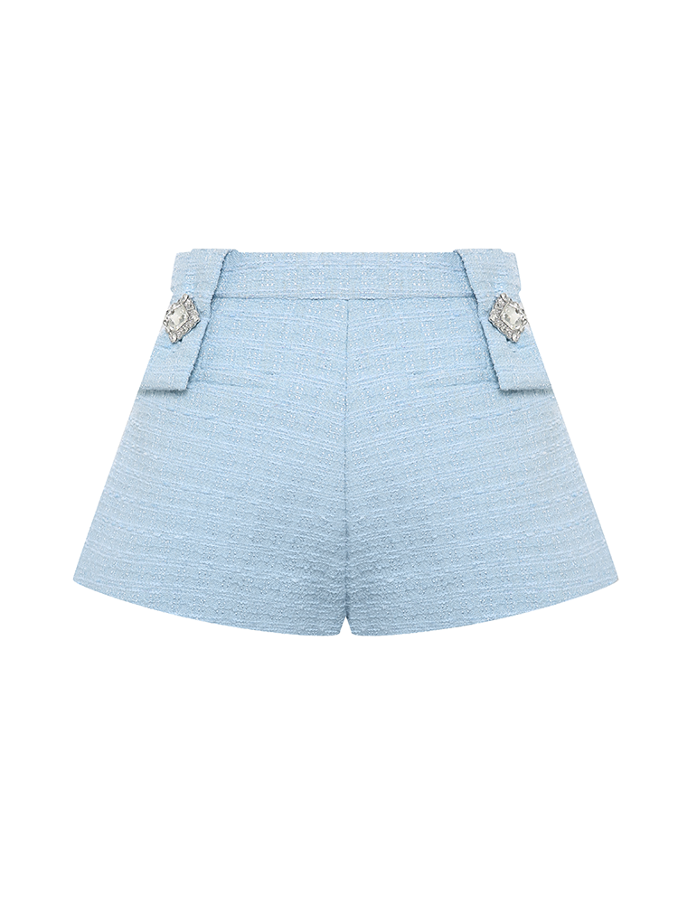 Blue Bow Diamond Buckle Shorts