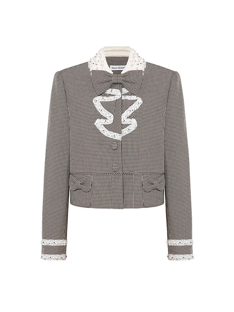 Off-White, Red and Gray Striped Color Block Layered Look Cardigan