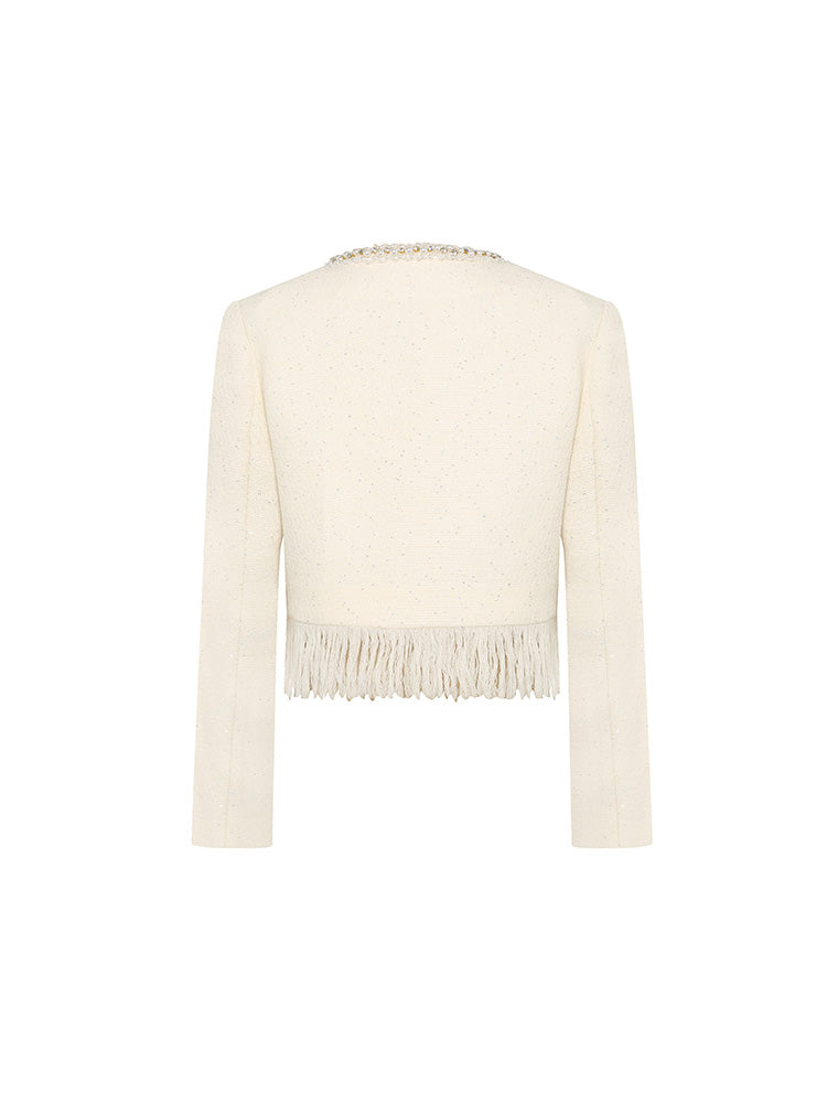 Off-white Beaded Chain Fringe Jacket