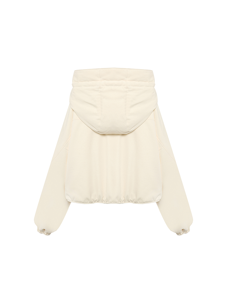 Off-White Short Jacket with Wide Lapels