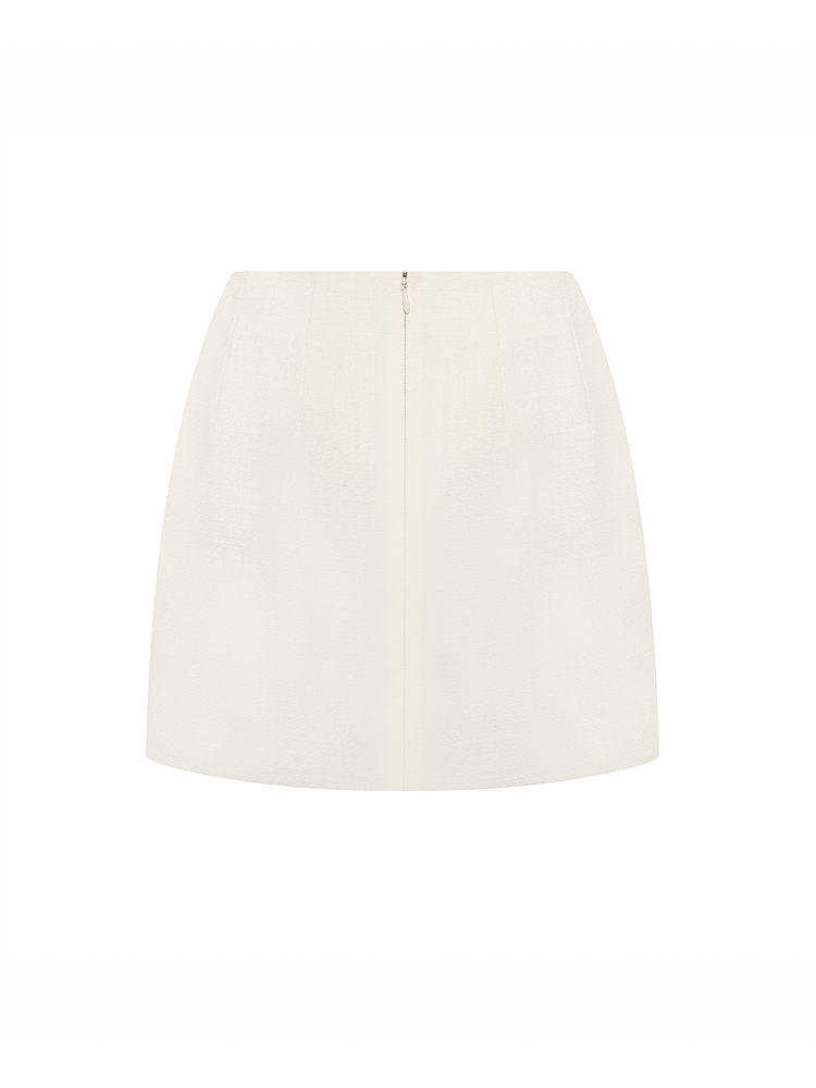 Boucle Contrast Color Frayed Mini Skirt
