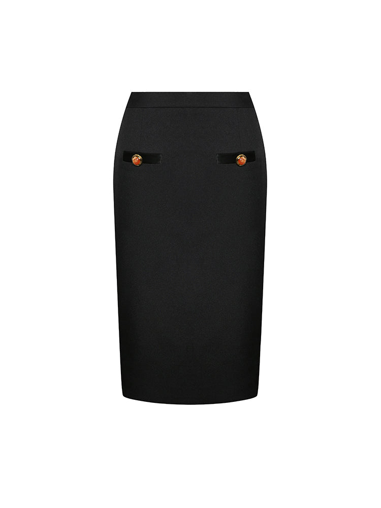 Black straight skirt