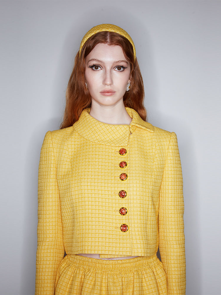 Tweed Yellow Short Coat