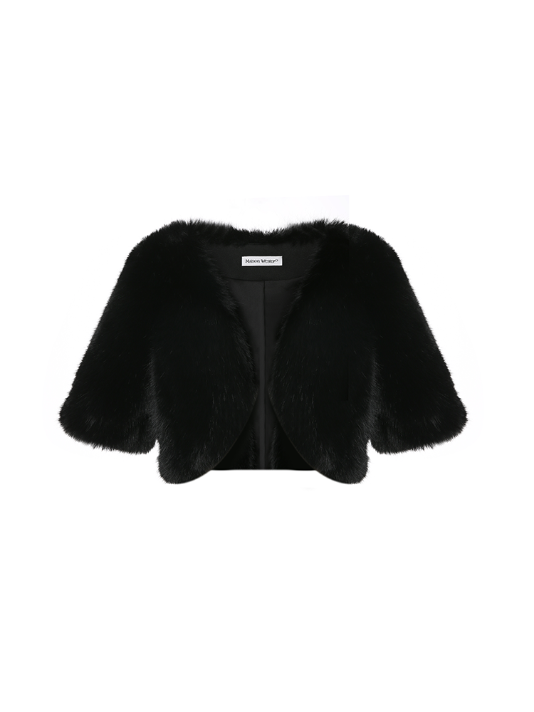 Black Faux Fur Short Coat