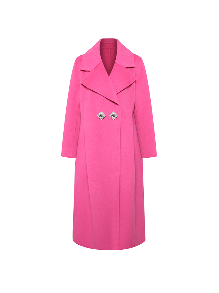 Rhinestone Button Wool Coat