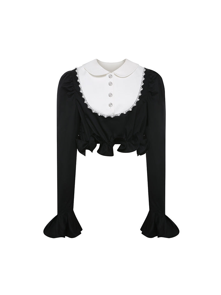 Black and White Ruffle Shirt