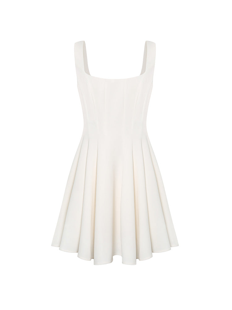 Square Neck Fitted Full Skirt Dress