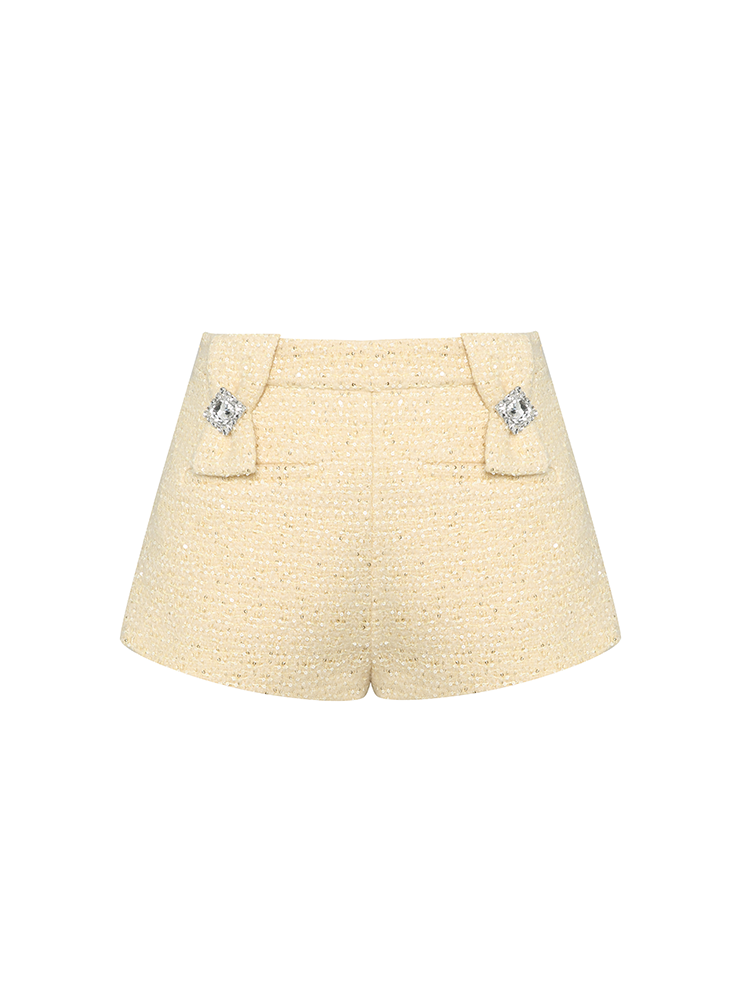 Yellow Tweed Shorts