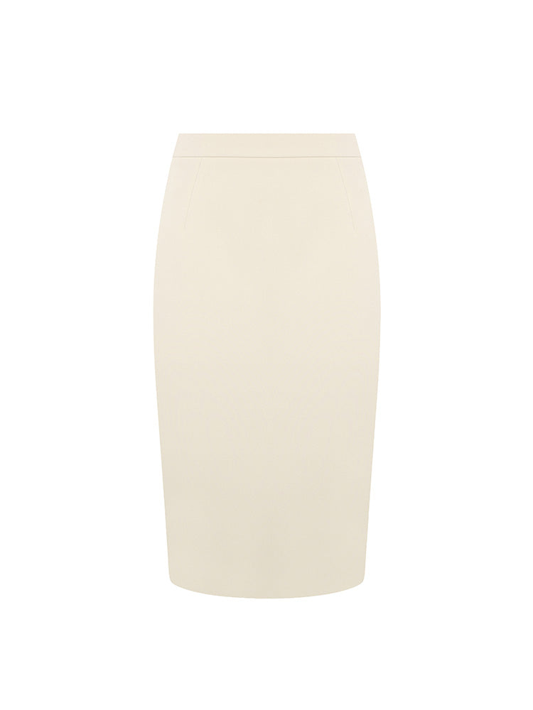 Beige Pencil Suit Skirt