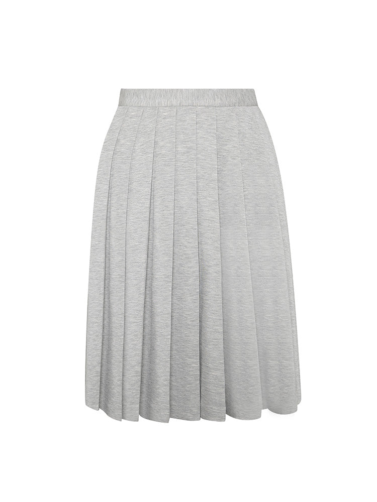 Gray Long Pleated Skirt