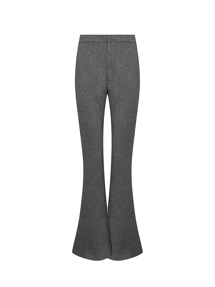 Gray Tweed Flared Pants