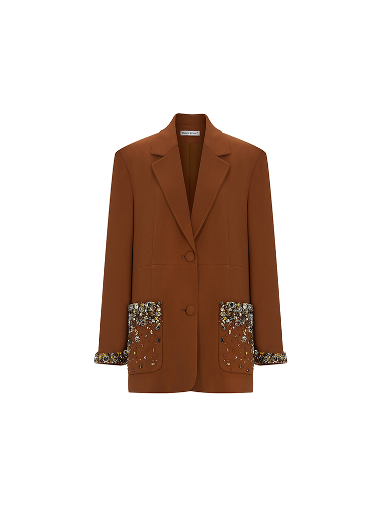 Caramel Hand Embroidery Blazer