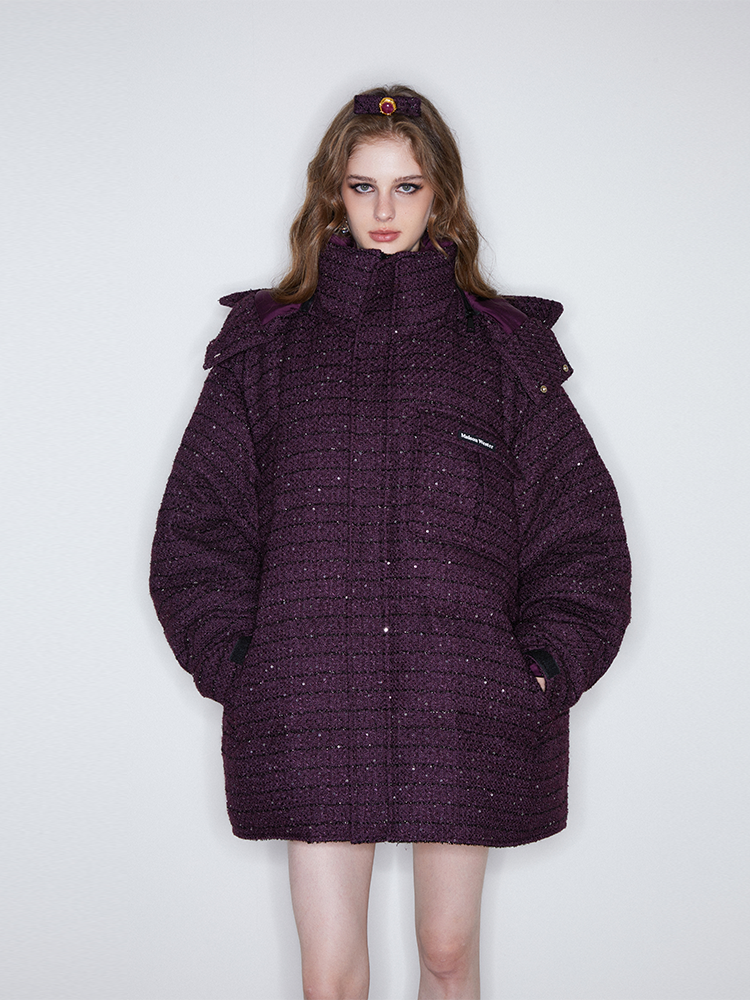 Tweed Oversized Down Jacket