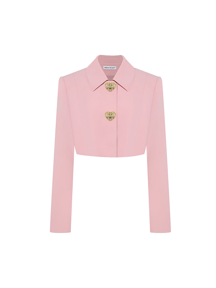 Short Blazer Coat With Heart Gold Buttons