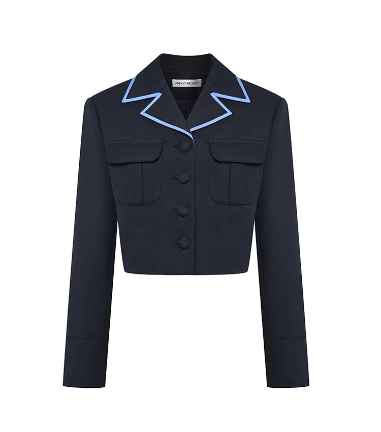 Collared Color Block Button Front Top