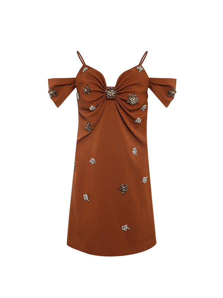 Caramel Hand Embroidery Bow Dress