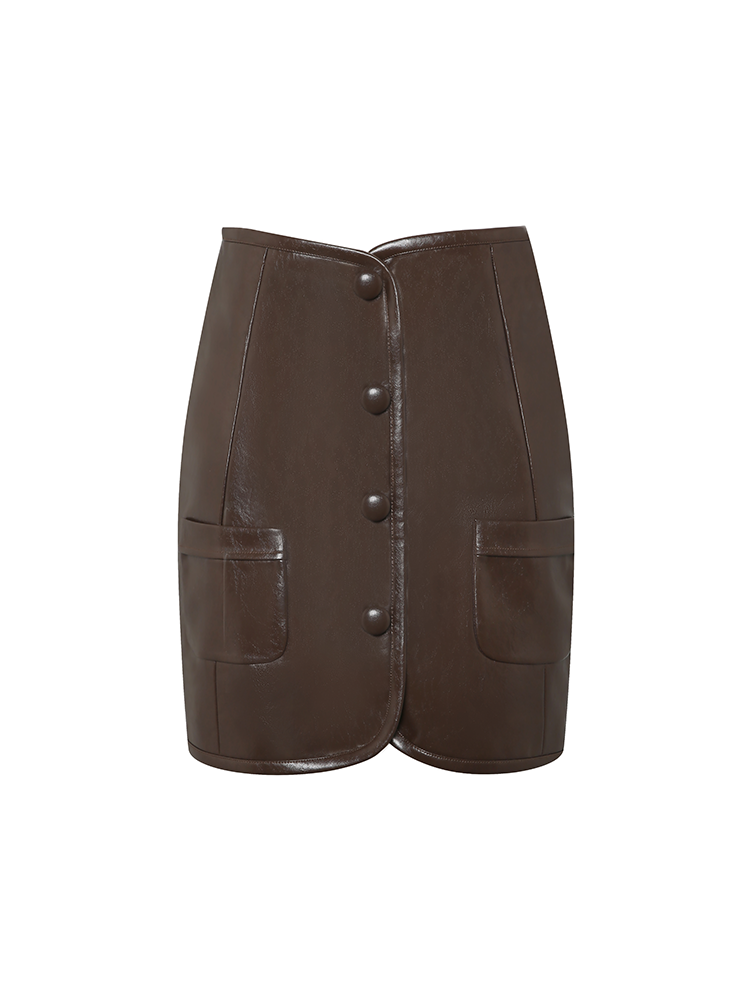 Chocolate Vintage Style PU Skirt