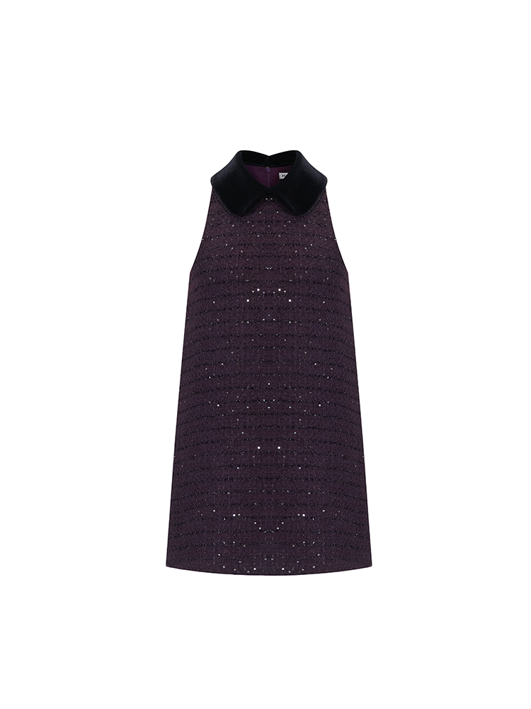 Sequined Tweed Sleeveless Dress