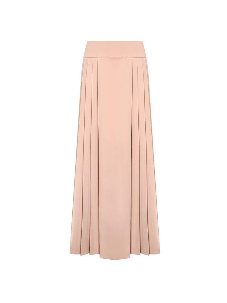 Pink Long Pleated Skirt