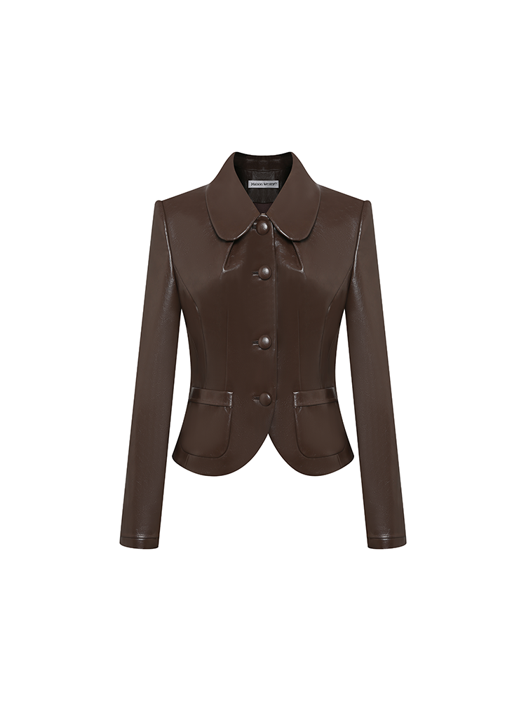 Chocolate Vintage Style PU Jacket