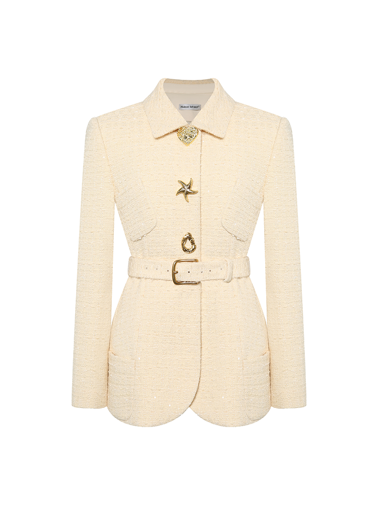 Cream Yellow Tweed Blazer