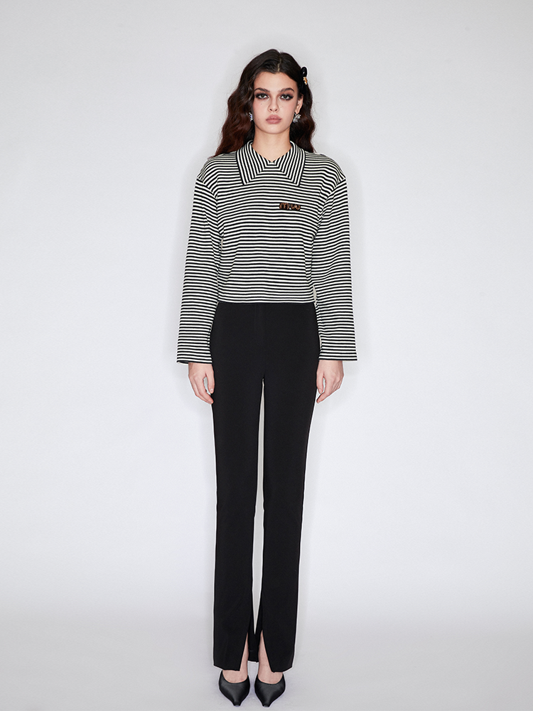 Stretch High Waist Casual Flared Trousers