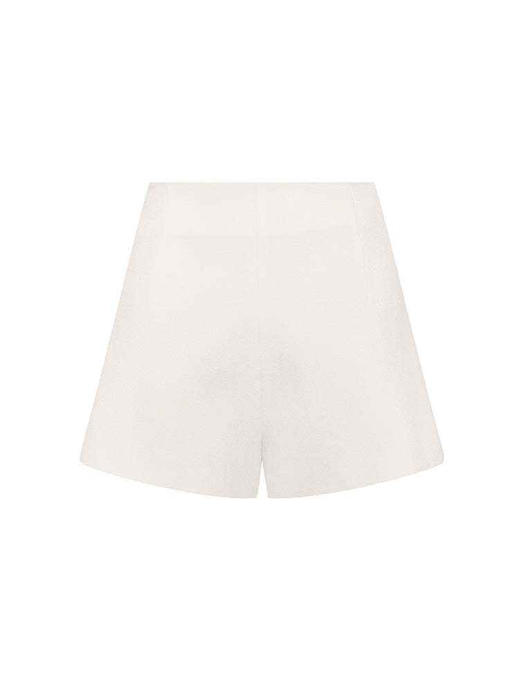 Shorts With Gold Button Pocket Decoration