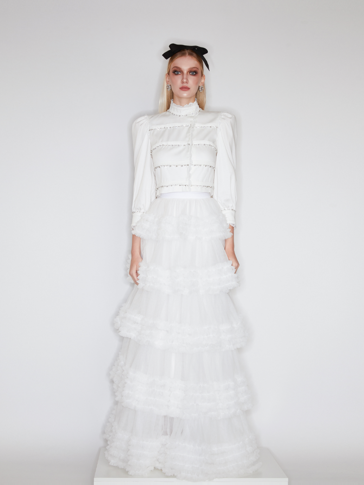 Layered White Net Cake Dress