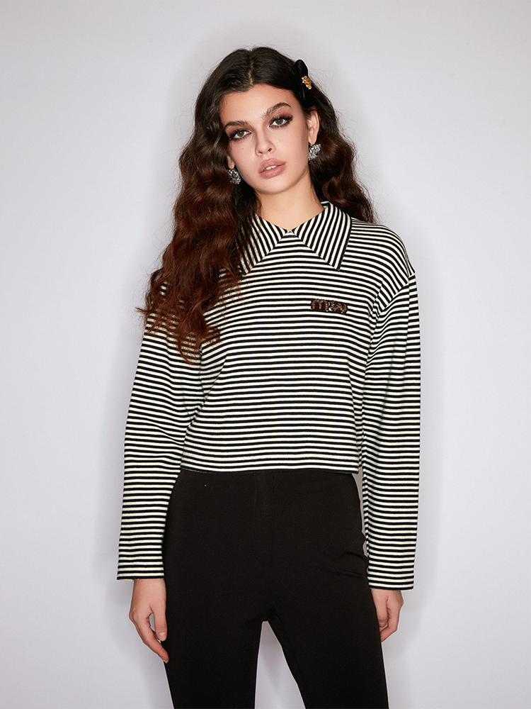 Casual Striped Knit Top