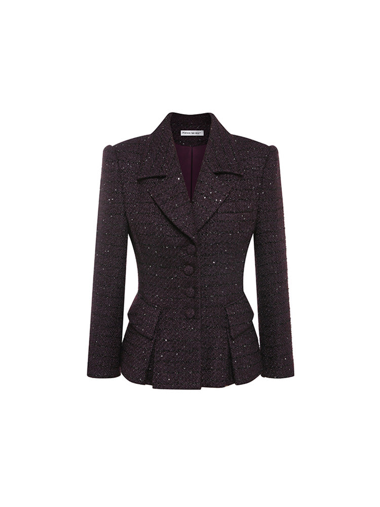 Sequined Tweed Slim Fit Suit