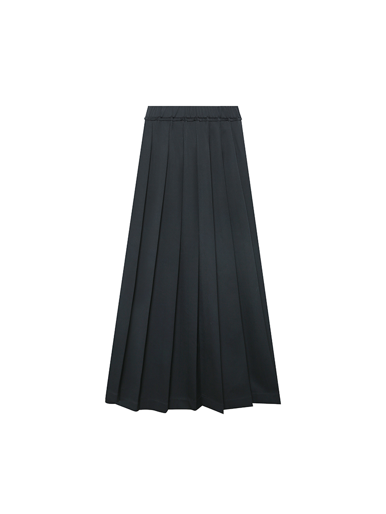 Classic Black Pleated Long Dress