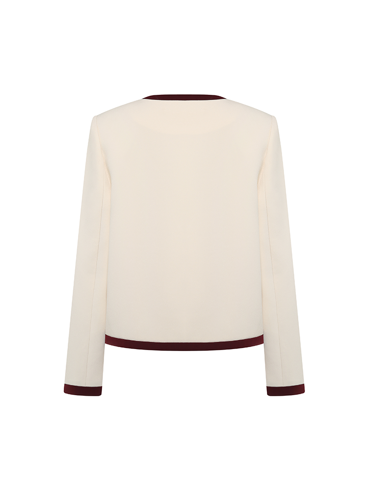 White and Red Contrast Color Blazer
